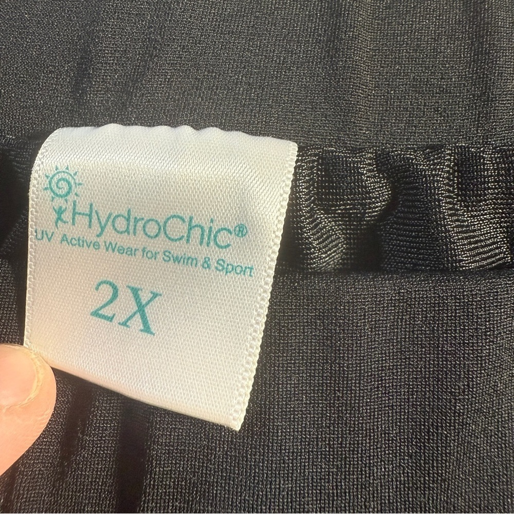 HydroChic Ruched Runner Swim Skirt 2X Black Skirted Leggings Modest UPF Beach - Picture 12 of 14